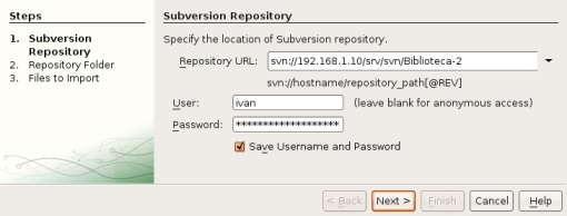 Asistente del NetBeans para configurar el SVN - Paso 1